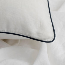 Load image into Gallery viewer, Cultiver Set of 2 Piped Linen Euro Pillowcases - White and Navy

