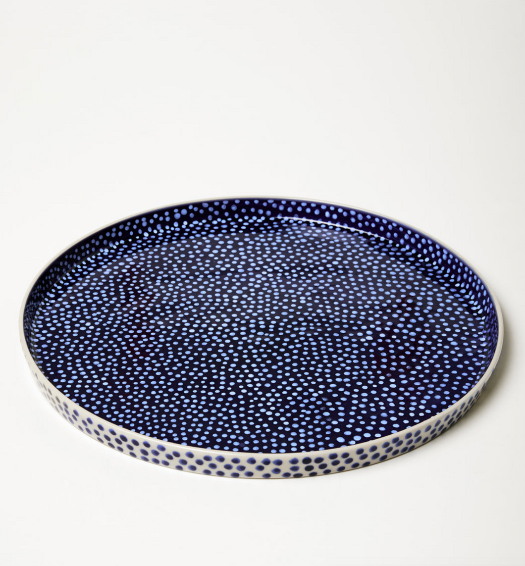 Blue Spotted Platter Tray