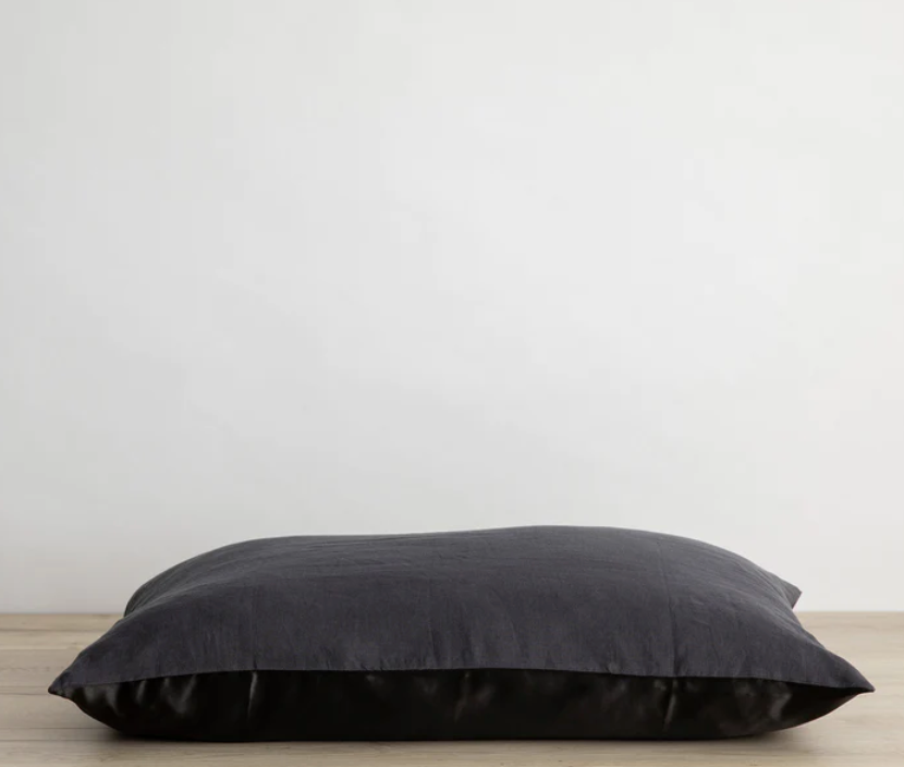 Cultiver Silk Linen Flip Pillowcase - Slate LAST PIECE