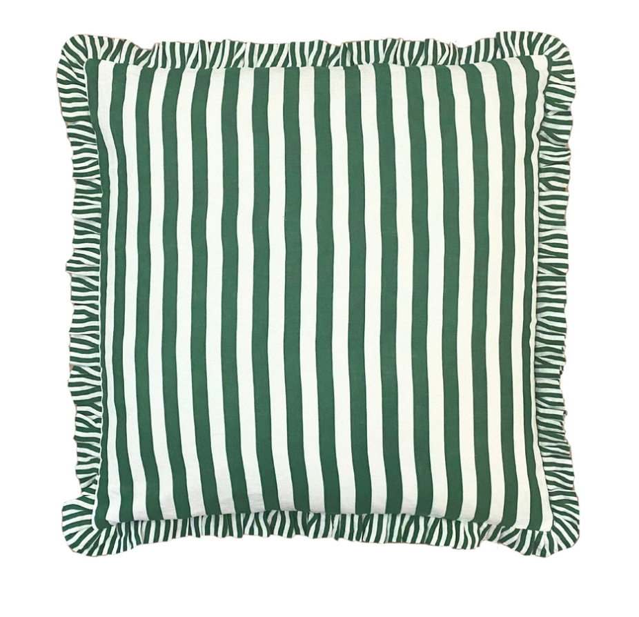 Green Ruffle Border Cushion 50x50cm