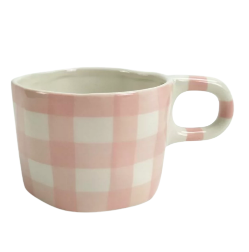Pink Gingham Cup LAST PIECE
