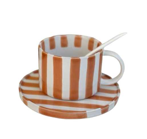 Orange Stripe Cup and Saucer LAST PIECES