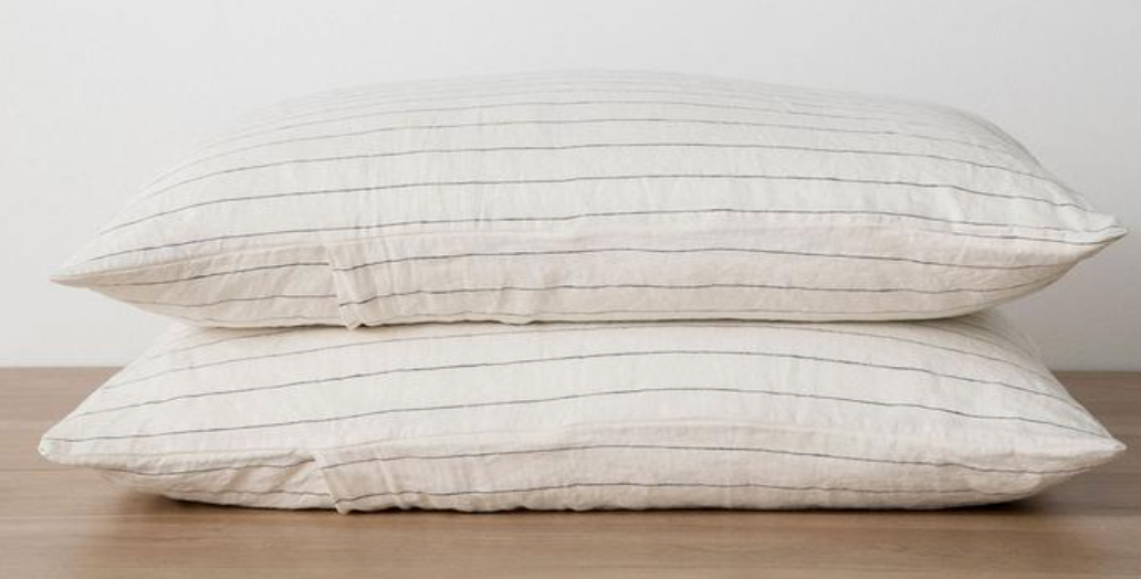 Cultiver Set of 2 Linen Pillowcases - Pencil Stripe