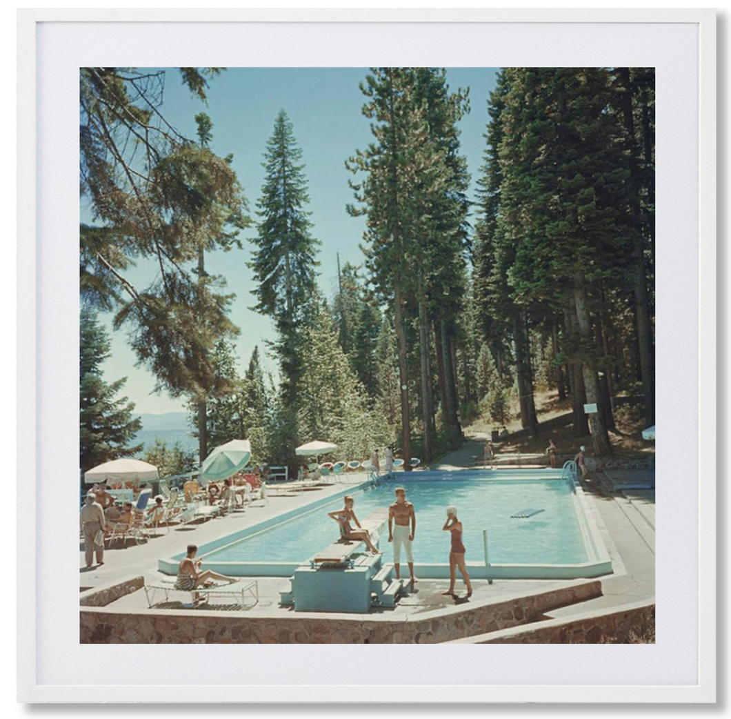 Authentic Slim Aaron -Pool At Lake Tahoe Framed Art